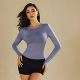 Long Sleeve Fitted Crop Top with Thumbhole Cuffs
