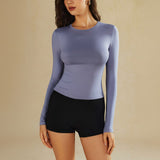 Long Sleeve Fitted Crop Top with Thumbhole Cuffs