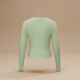 Long Sleeve Fitted Crop Top with Thumbhole Cuffs