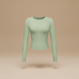 Long Sleeve Fitted Crop Top with Thumbhole Cuffs