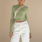 Long Sleeve Fitted Top with Thumbhole Detail