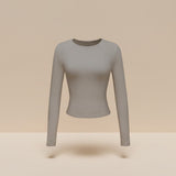 Long Sleeve Fitted Crop Top with Thumbhole Cuffs