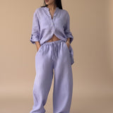 Relaxed Button Down Shirt and Wide Leg Pants Set
