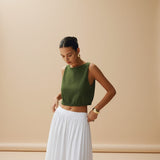 Sleeveless Textured Crop Top with Clean Neckline