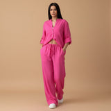 Relaxed Button Down Shirt and Wide Leg Pants Set