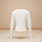 Long Sleeve Fitted Crop Top with Thumbhole Cuffs
