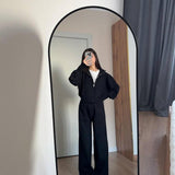 Knitted Zip Jacket and Wide-Leg Trousers Set