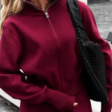 Knitted Zip Jacket and Wide-Leg Trousers Set