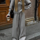 Knitted Zip Jacket and Wide-Leg Trousers Set