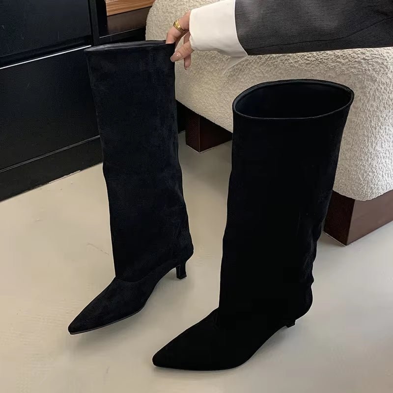 Elegant Knee-High Kitten Heel Boots
