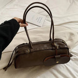 Structured Buckle Shoulder Bag