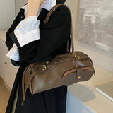 Structured Buckle Shoulder Bag