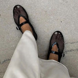 Mesh Strap Ballet Flats