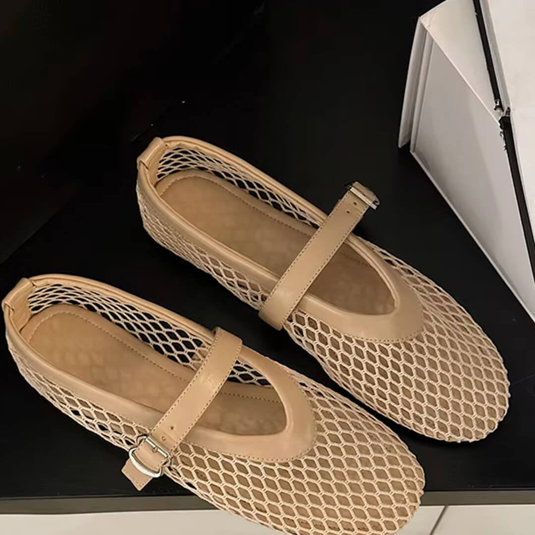 Mesh Strap Ballet Flats