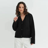 V-Neck Knit Cardigan – Oversized Button-Front Autumn Sweater